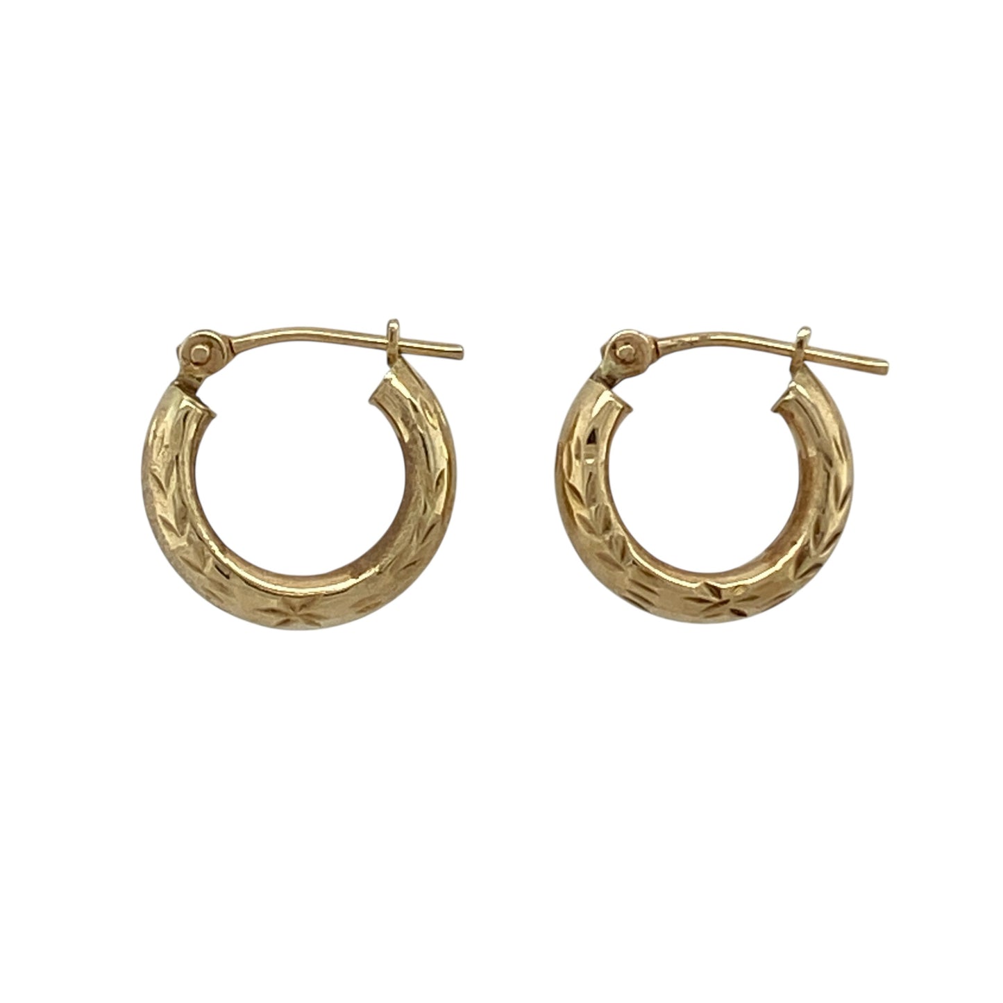 9ct Gold Small Patterned Hoop Creole Earrings