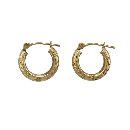 9ct Gold Small Patterned Hoop Creole Earrings