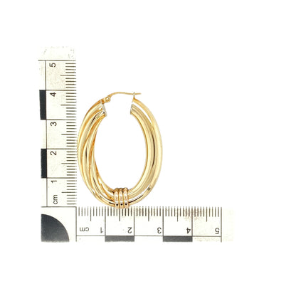 9ct Gold Twisted Large Oval Creole Earrings