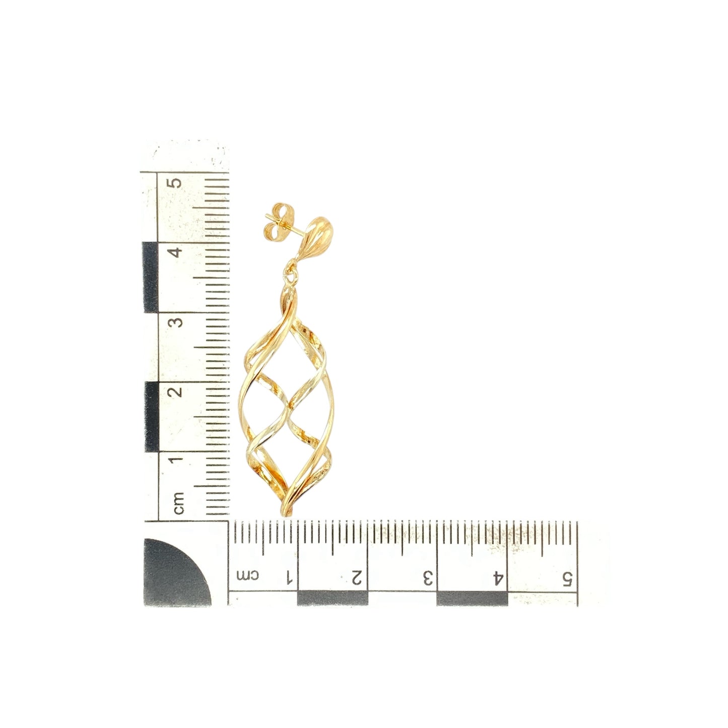9ct Gold Swirl Twist Drop Earrings