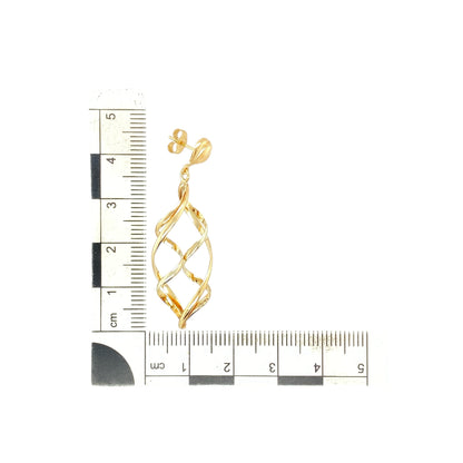 9ct Gold Swirl Twist Drop Earrings