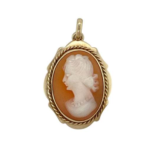 9ct Gold & Cameo Set Oval Pendant