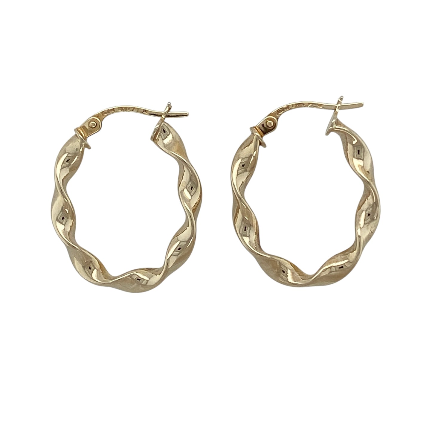 9ct Gold Twisted Oval Creole Earrings