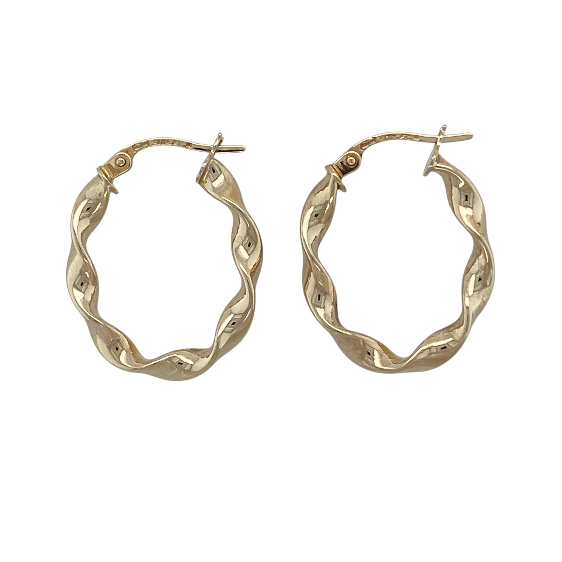 9ct Gold Twisted Oval Creole Earrings