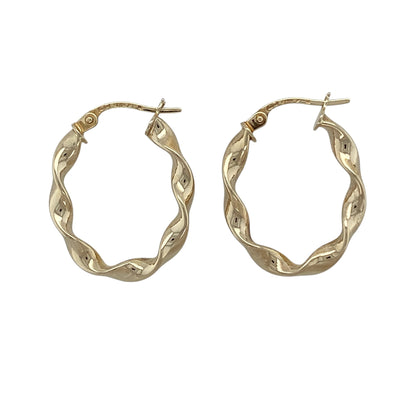 9ct Gold Twisted Oval Creole Earrings