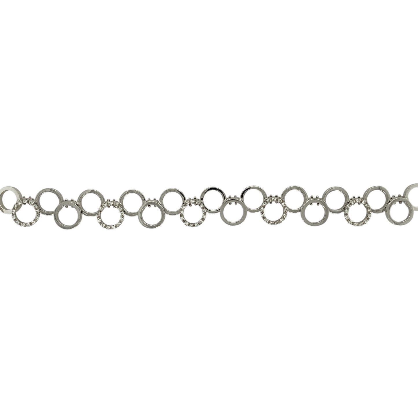 18ct White Gold & Diamond Set Circle 7.25" Bracelet