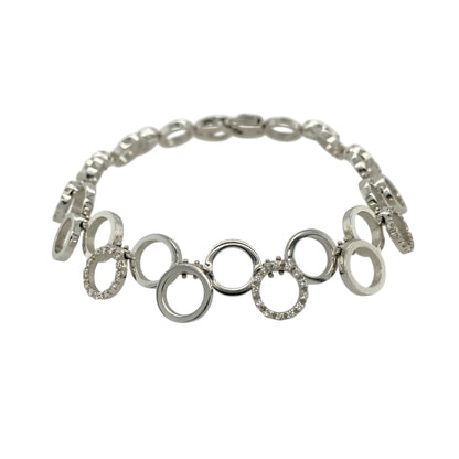 18ct White Gold & Diamond Set Circle 7.25" Bracelet