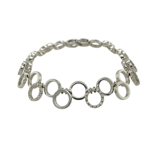 18ct White Gold & Diamond Set Circle 7.25" Bracelet