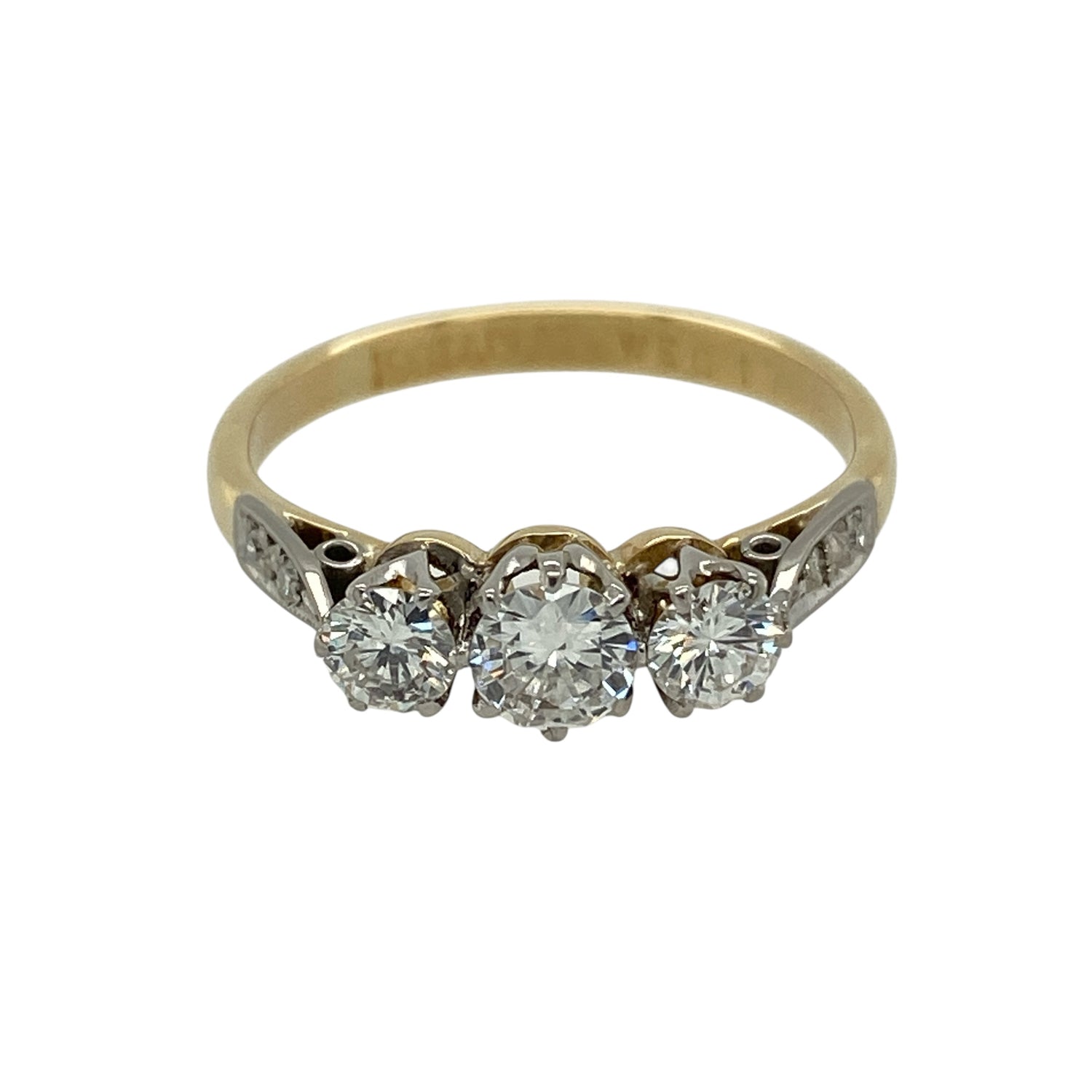 18ct Gold & Platinum Diamond Set Trilogy Ring