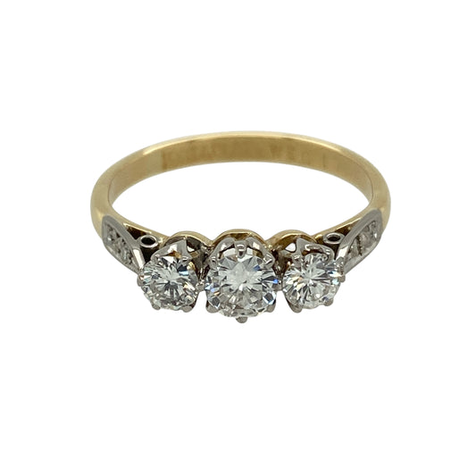 18ct Gold & Platinum Diamond Set Trilogy Ring