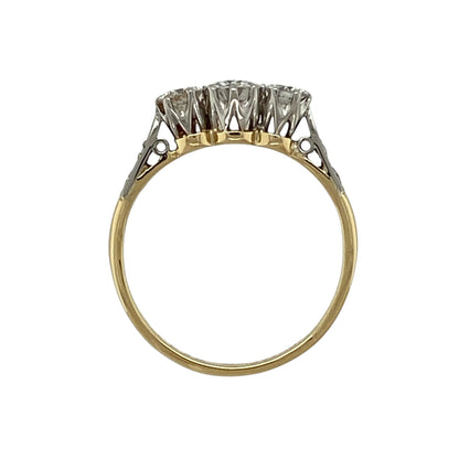 18ct Gold & Platinum Diamond Set Trilogy Ring