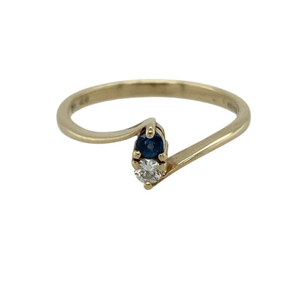 9ct Gold Diamond & Sapphire Set Twist Ring