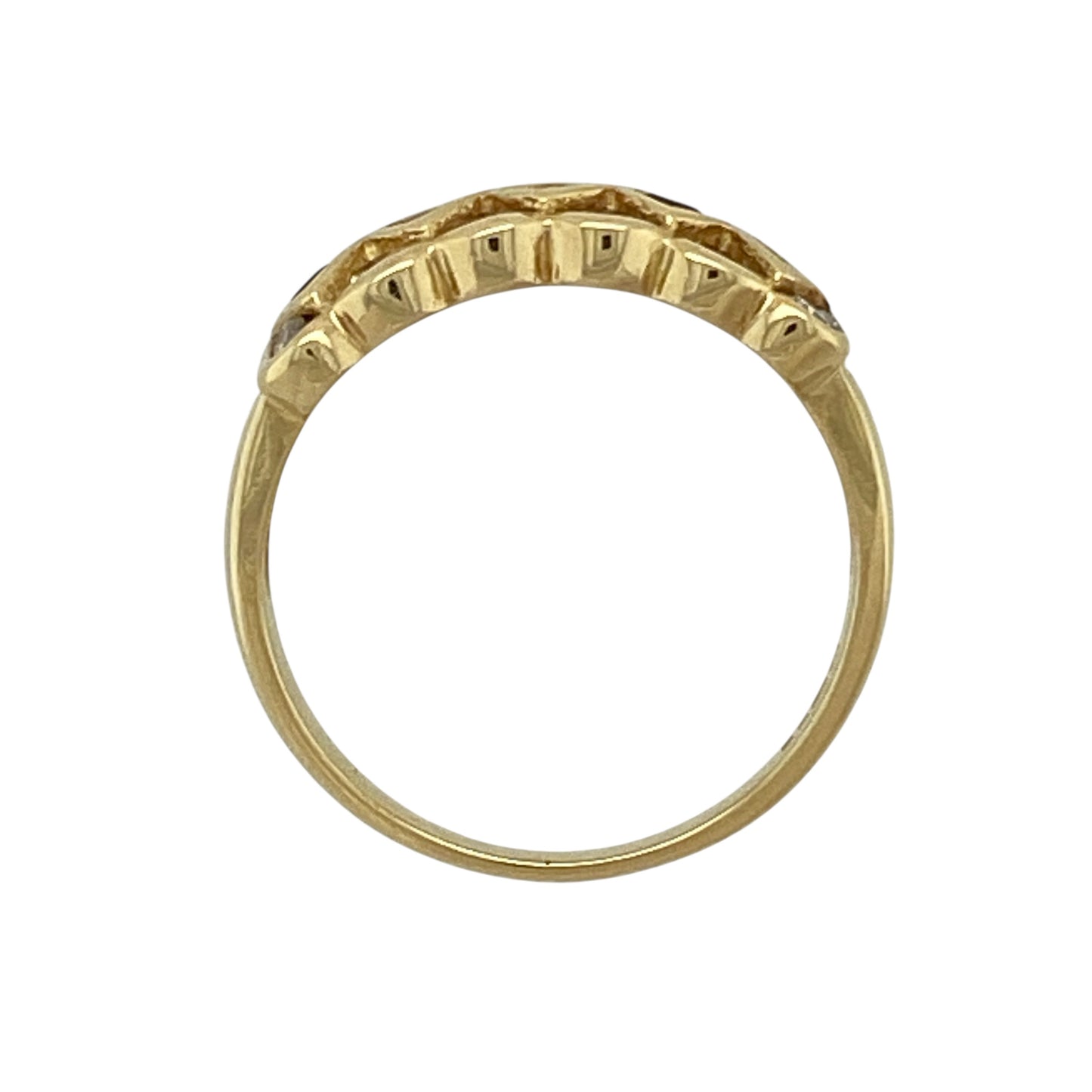 18ct Gold Diamond & Ruby Set Lattice Design Band Ring