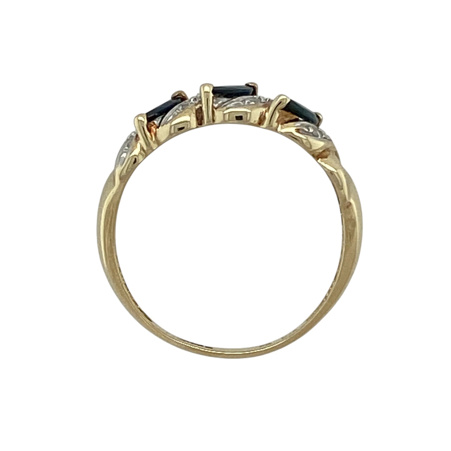 9ct Gold Diamond & Sapphire Set Band Ring