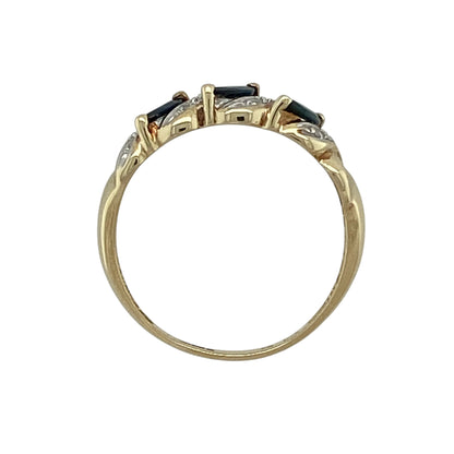 9ct Gold Diamond & Sapphire Set Band Ring