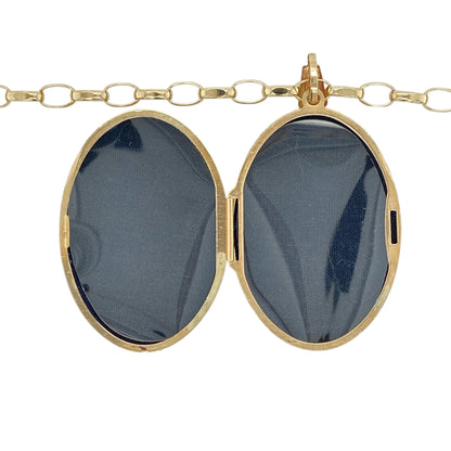 9ct Gold Patterned Oval Locket 24" Necklace