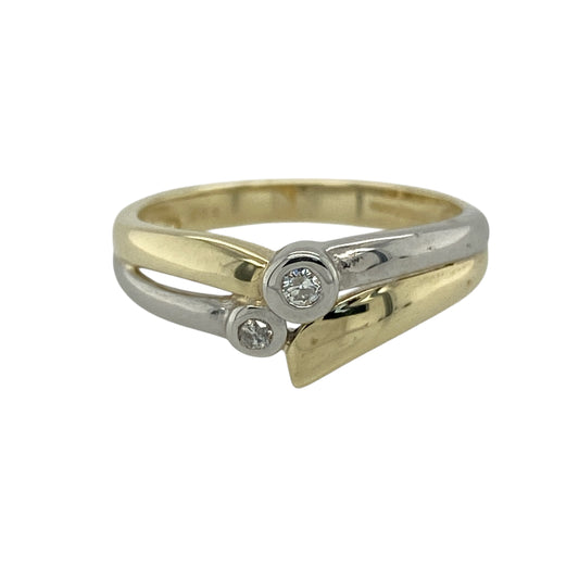 9ct Gold & Diamond Set Wishbone Style Band Ring