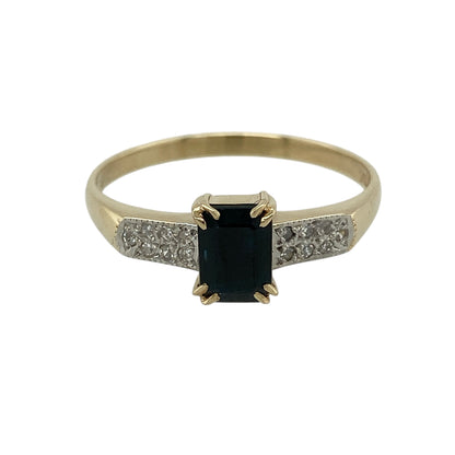9ct Gold Diamond & Sapphire Set Ring