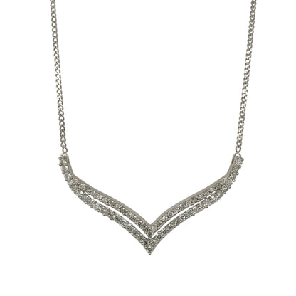 9ct White Gold & Diamond Set Double Row 19" - 20" Necklace
