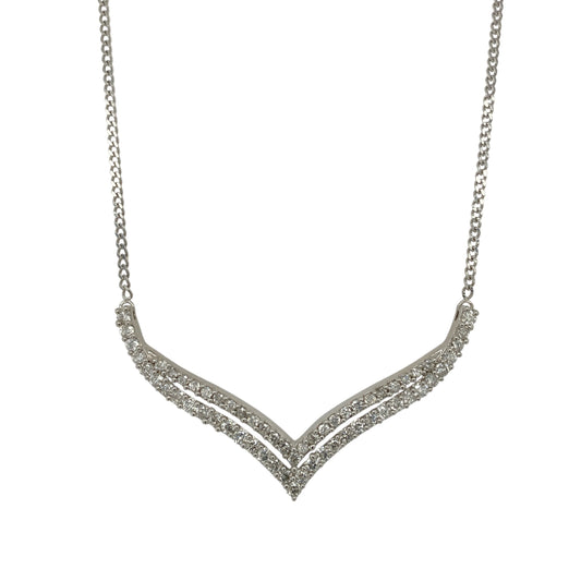9ct White Gold & Diamond Set Double Row 19" - 20" Necklace