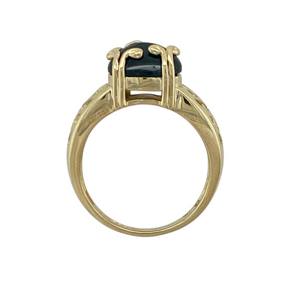 9ct Gold & Blue Stone Swirl Detail Ring