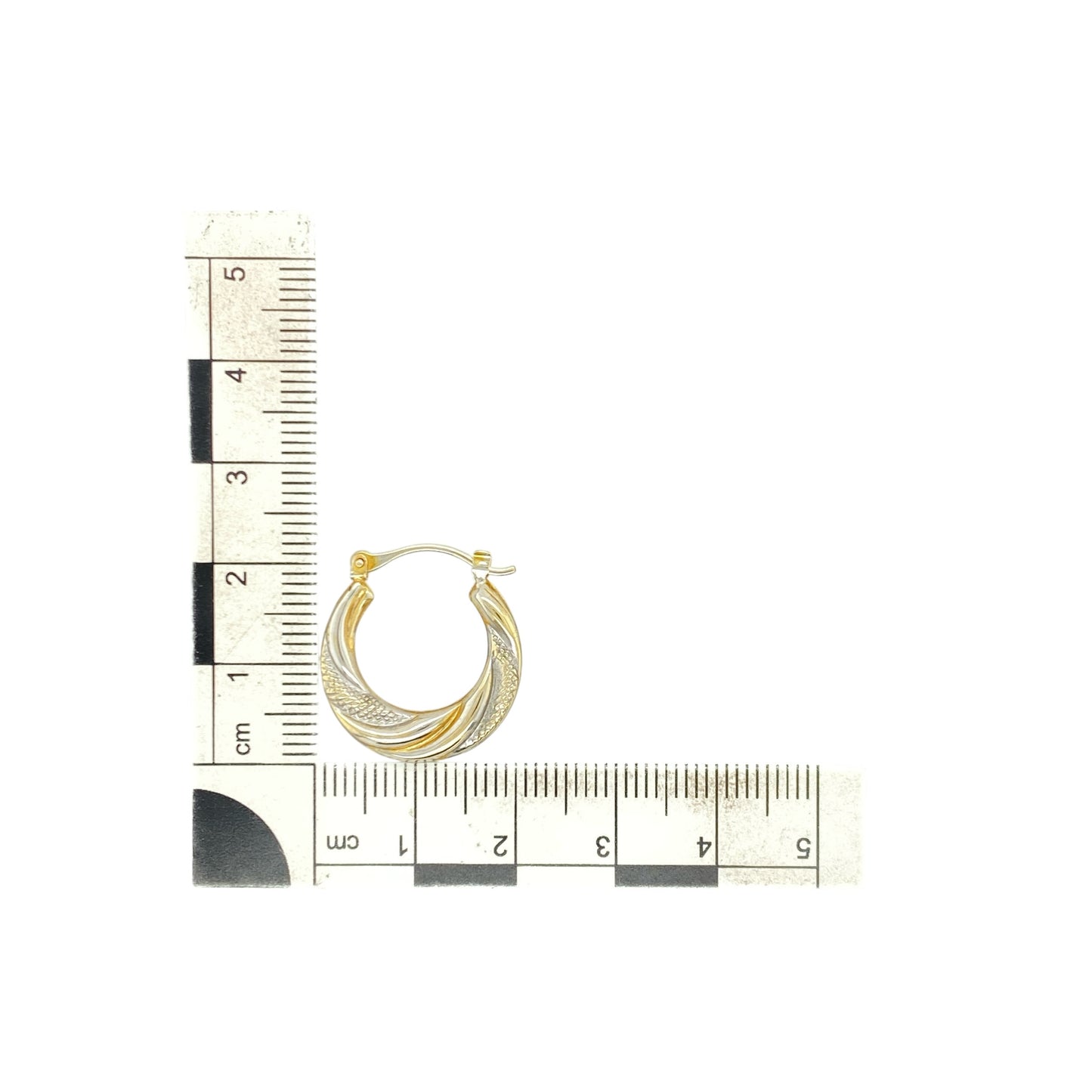 9ct Gold Patterned Twisted Hoop Creole Earrings