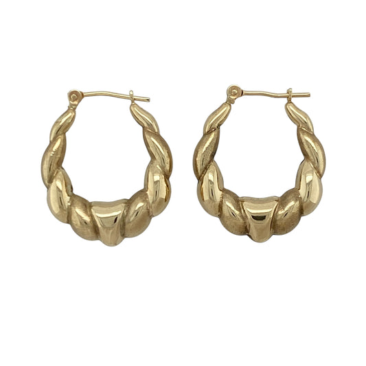 9ct Gold Bubble Style Oval Creole Earrings