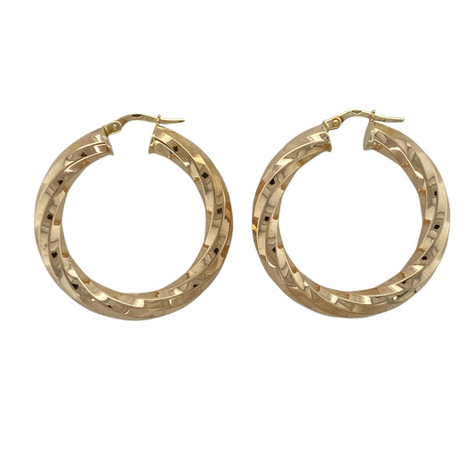 9ct Gold Twisted Hoop Creole Earrings
