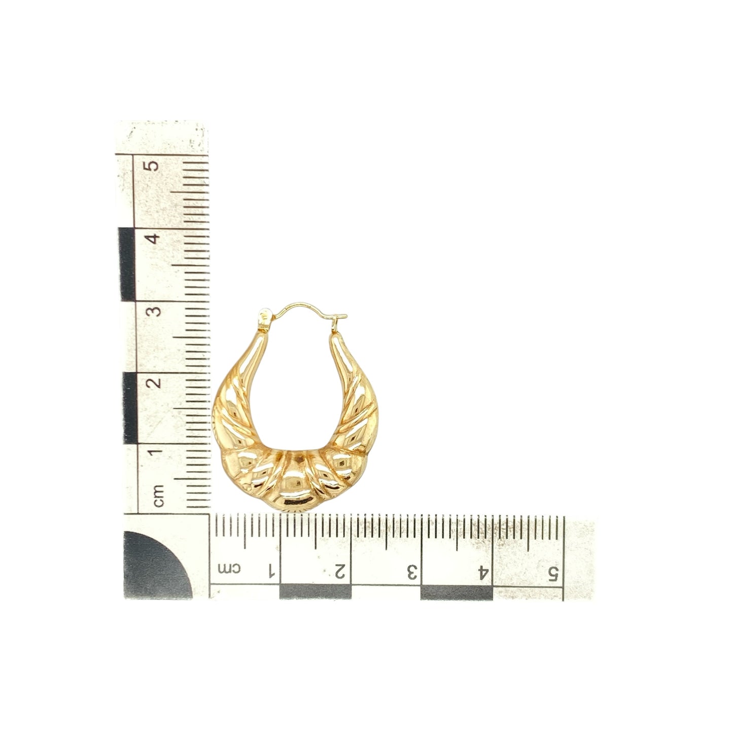 9ct Gold Fancy Twist Patterned Oval Creole Earrings