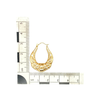 9ct Gold Fancy Twist Patterned Oval Creole Earrings