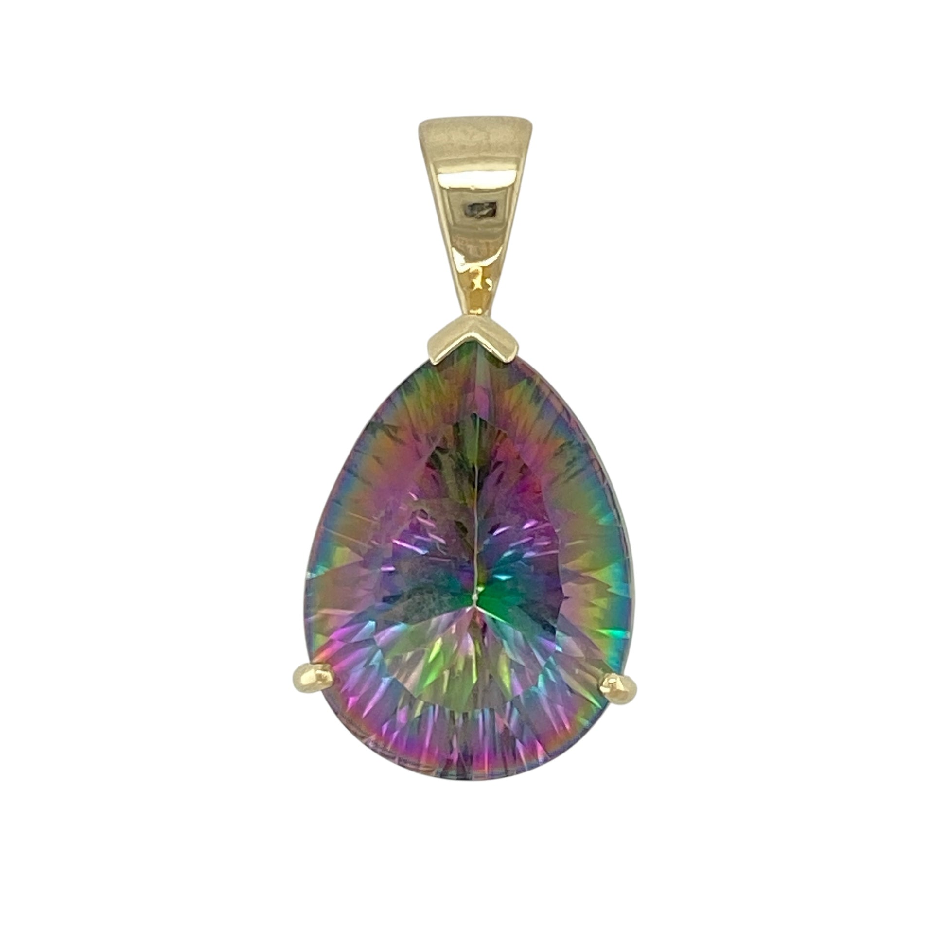 9ct Gold & Mystic Topaz Set Teardrop Pendant