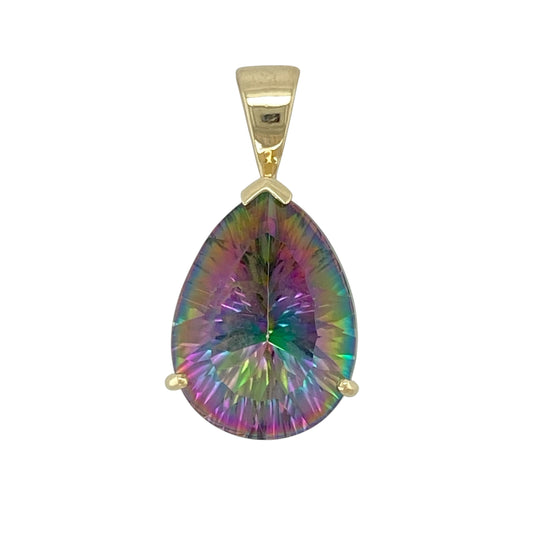 9ct Gold & Mystic Topaz Set Teardrop Pendant