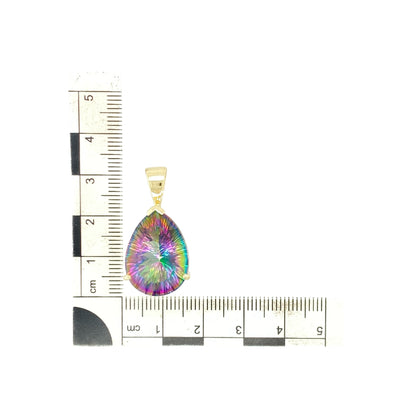9ct Gold & Mystic Topaz Set Teardrop Pendant