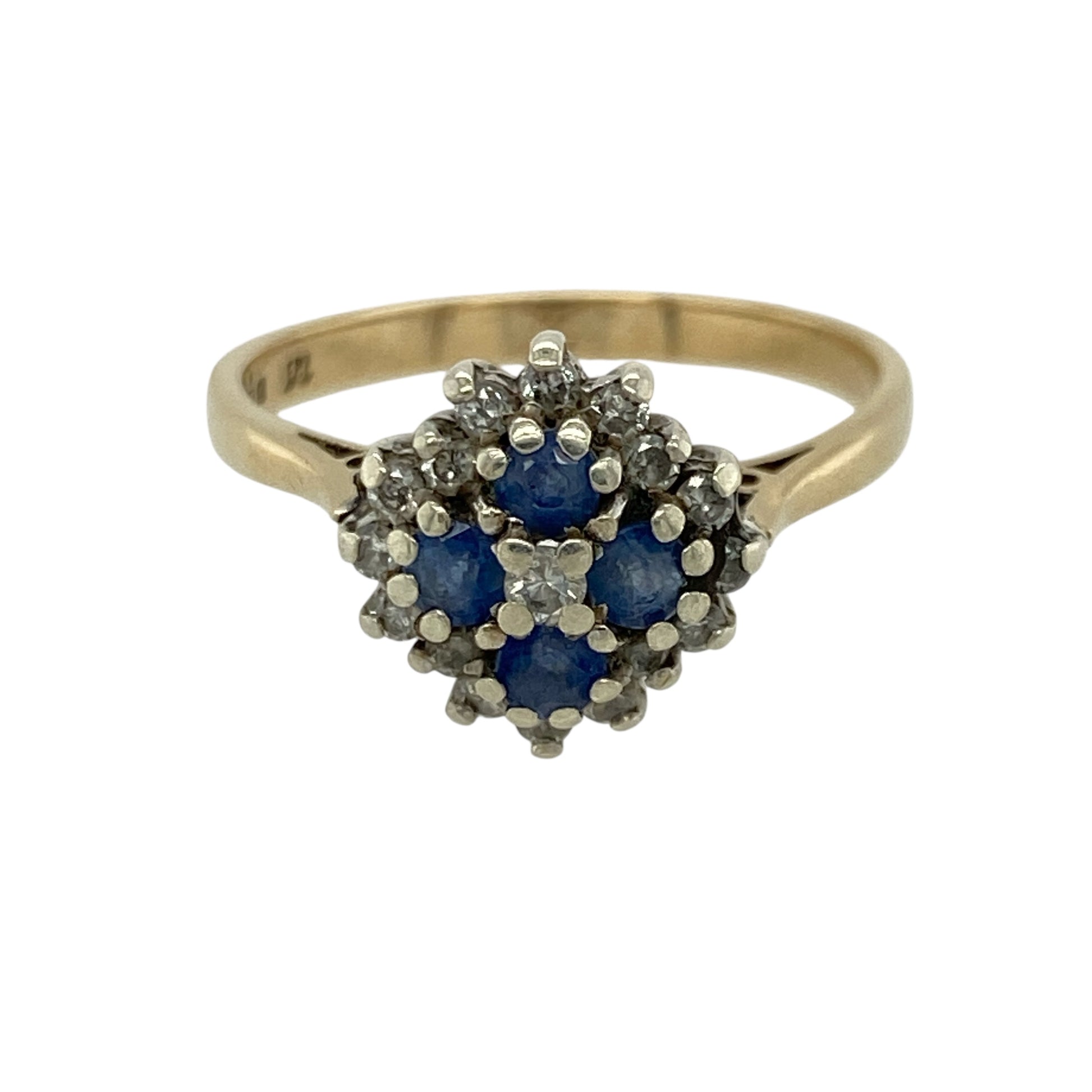 9ct Gold Diamond & Sapphire Set Cluster Ring