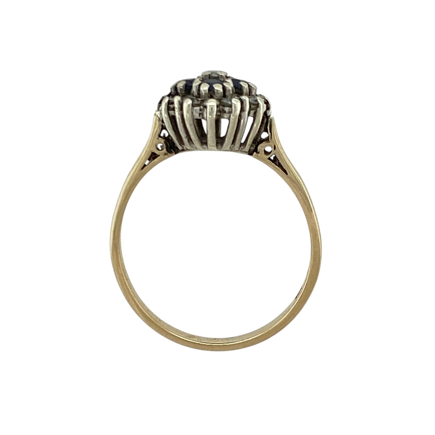 9ct Gold Diamond & Sapphire Set Cluster Ring