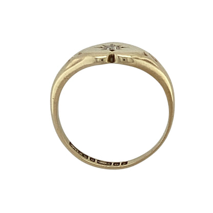 9ct Gold & Diamond Set Heart Signet Ring