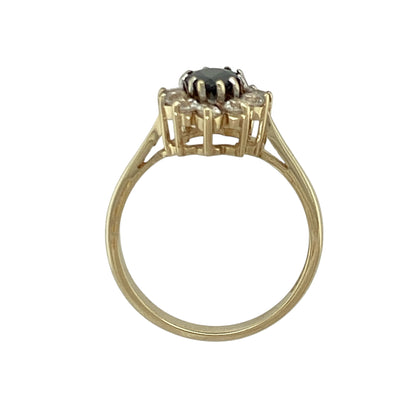 9ct Gold Sapphire & Cubic Zirconia Set Teardrop Cluster Ring