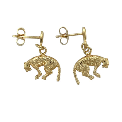 9ct Gold Leopard Drop Earrings