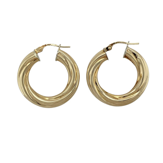 9ct Gold Twisted Hoop Creole Earrings