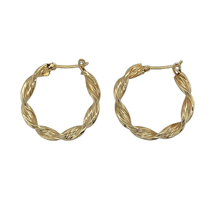 9ct Gold Twisted Hoop Creole Earrings
