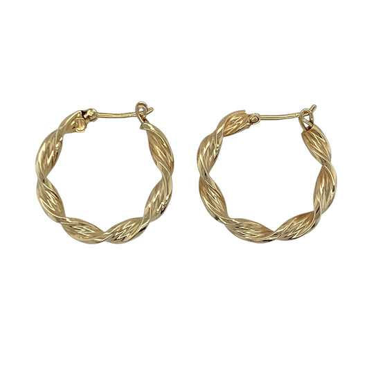 9ct Gold Twisted Hoop Creole Earrings