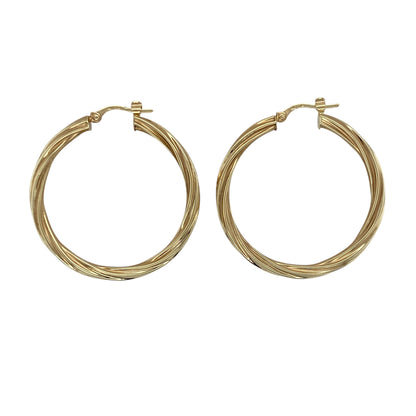 9ct Gold Twisted Hoop Creole Earrings