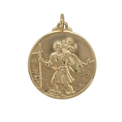 9ct Gold Large St Christopher Pendant