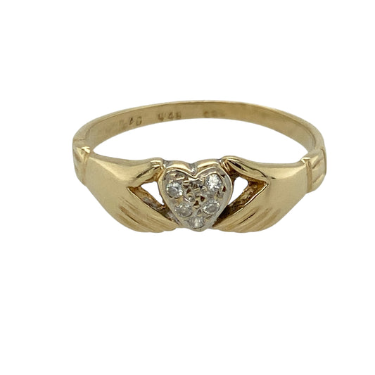 9ct Gold & Cubic Zirconia Set Claddagh Ring