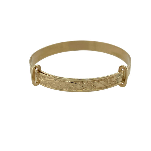 9ct Gold Patterned Expanding Baby Bangle