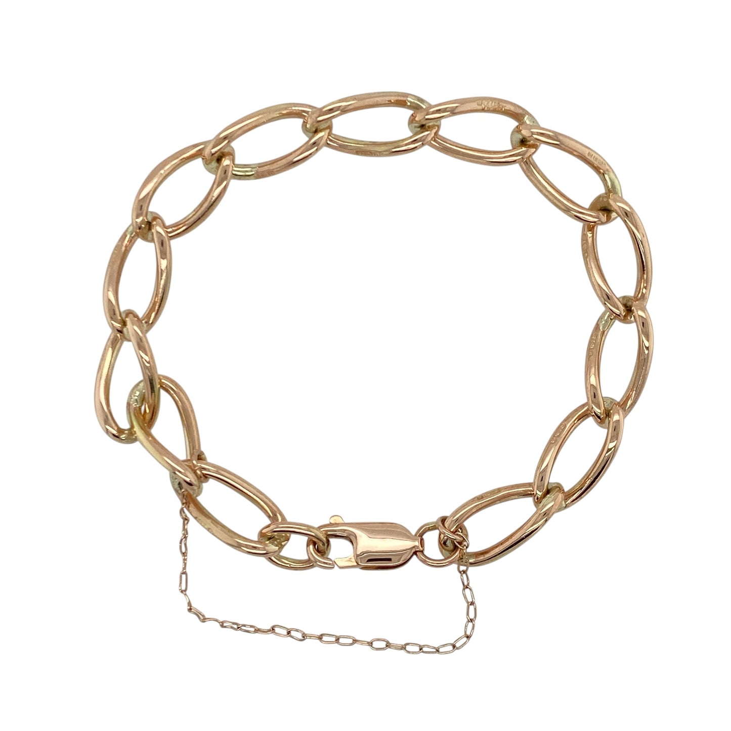 9ct Gold 6" Open Curb Charm Bracelet