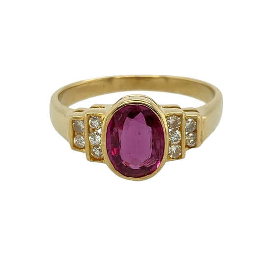 18ct Gold Diamond & Ruby Set Ring