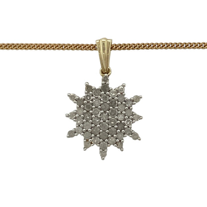 Add timeless sparkle to your jewellery collection with this pre-owned 9ct yellow gold diamond set cluster pendant necklace, offering classic brilliance and elegant presence. A versatile piece perfect for both everyday wear and special occasions.

Design: The pendant measures approximately 2.4cm in length including the bail and features a striking diamond cluster formation.