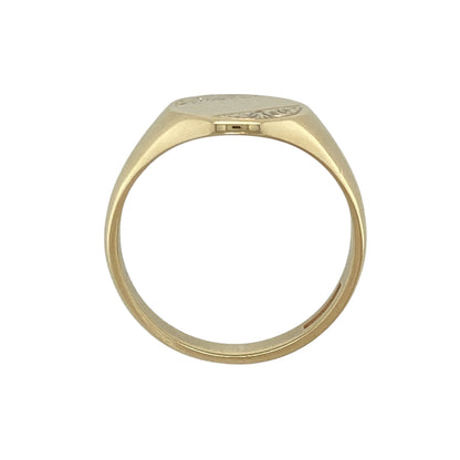 9ct Gold Patterned Oval Signet Ring
