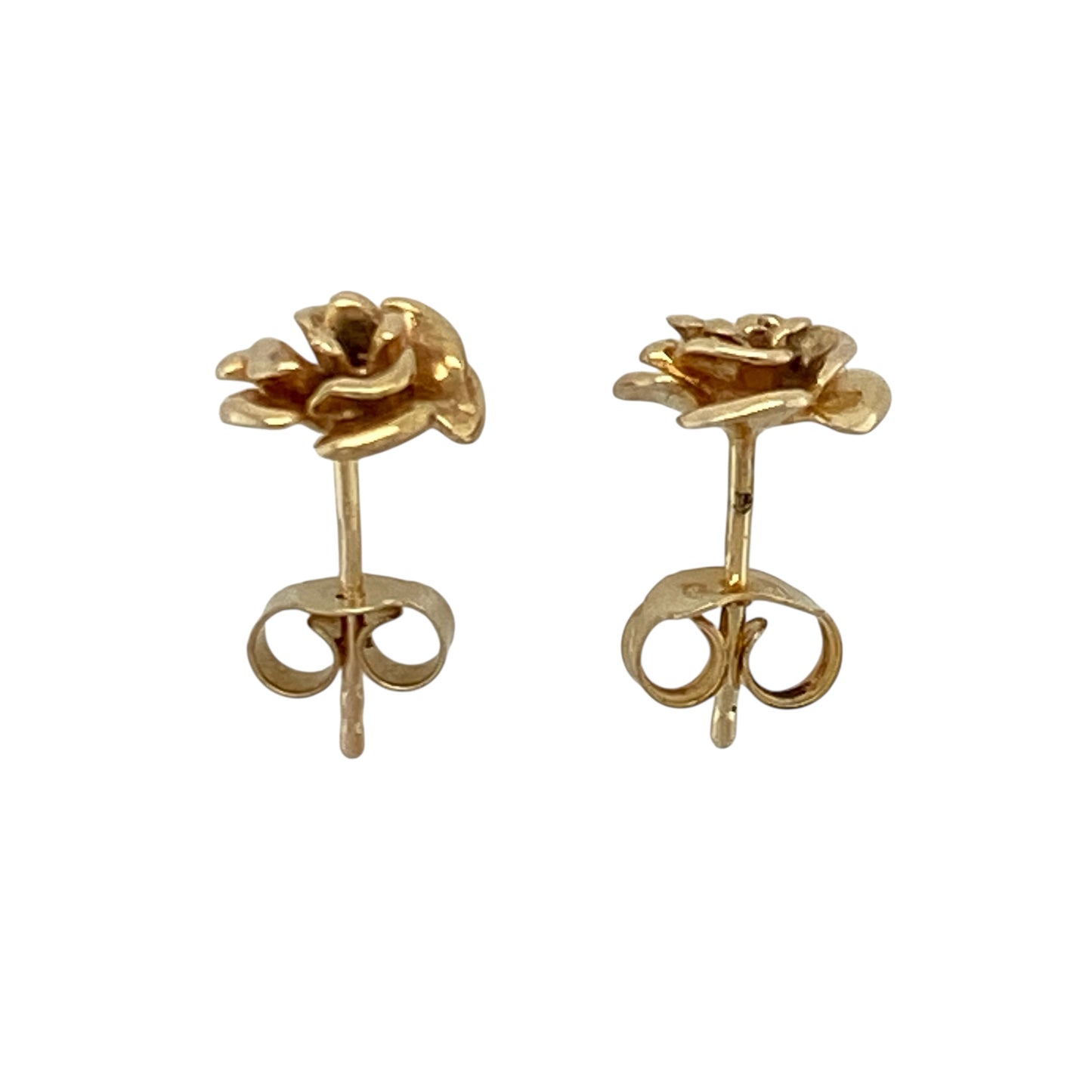 9ct Gold Rose Flower Stud Earrings